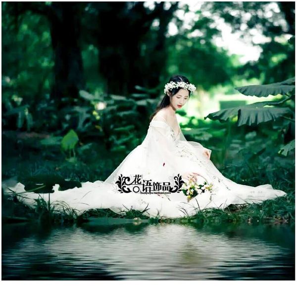 

breathable white flower crowns tiaras hairbands romc sweet gardland women wedding hair accessories for bride bri jllkwl