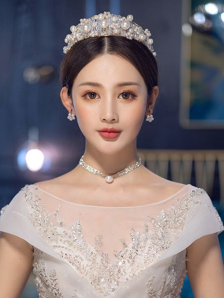 

water dance a4191 handmade beaded bridal crown headdress, Silver