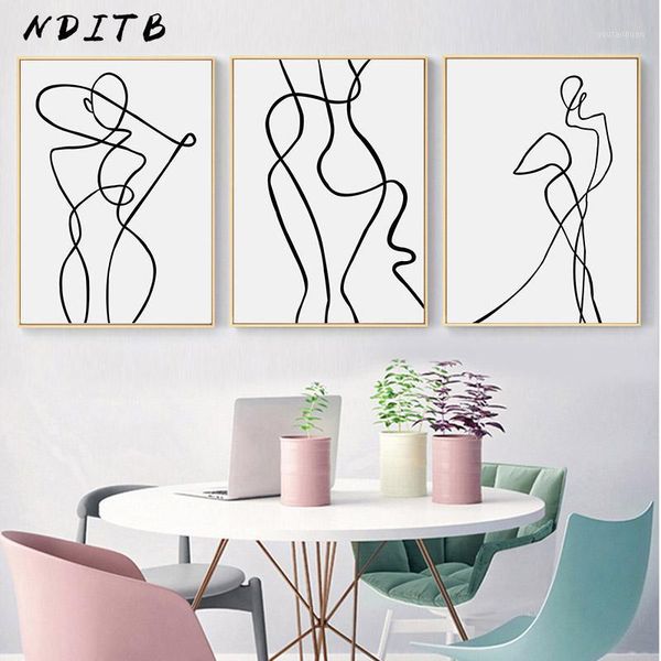 

line drawing wall art canvas poster abstract woman simple painting minimalist print decorative picture living room decoration1
