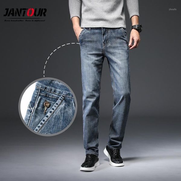 

autumn winter men's jeans business fashion straight regular retro blue thick stretch denim trousers classic men plus size 28-401