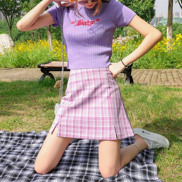 

summer skirts women retro plaid mini skirt a-line ulzzang high waist students new arrival fashion girls female stylish, Black