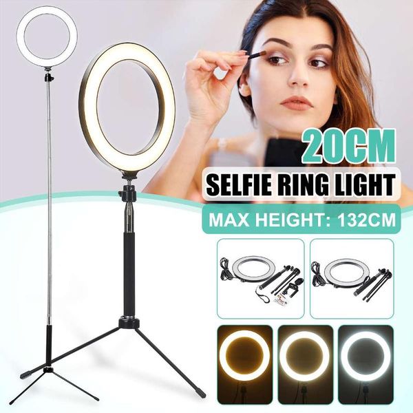 

flashes 3-in-1 5-in-1 20cm led selfie ring light bluetooth remote live removable tripod stand flash camera