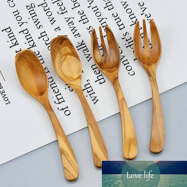 

50pcs italy olive wooden curved spoon fork long handle tableware wooden cutlery
