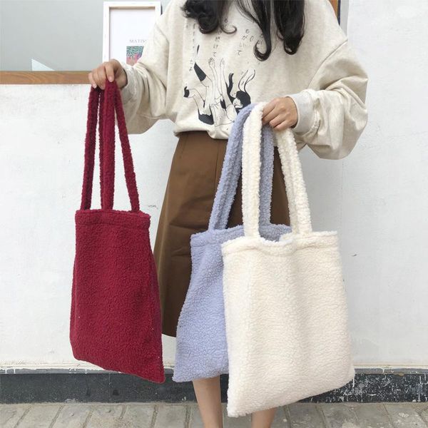 

2020 winter new style retro solid color canvas corduroy tote shopping bag large-capacity reusable foldable eco female crossbody