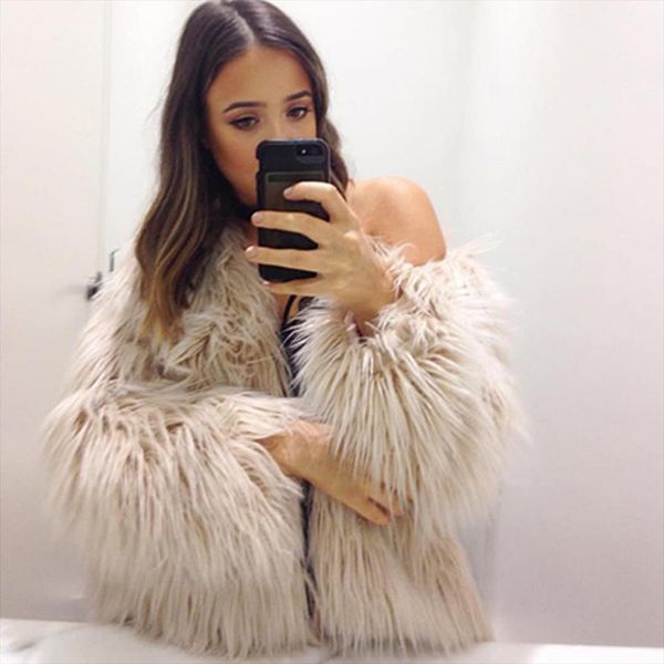 

2017 new winter warm faux fur fox coat jackets casacos femininos long sleeve parka hair jacket coat outwear plus size wdc944, Black