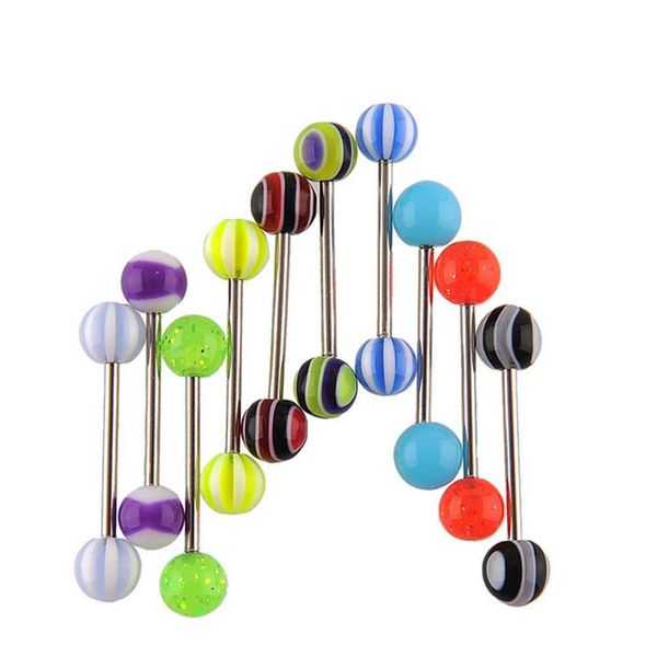 

100 pcs 2020 lot size ball tongue navel nipple barbells rings bars body jewelry mixed colo jllcqx carshop2006, Silver