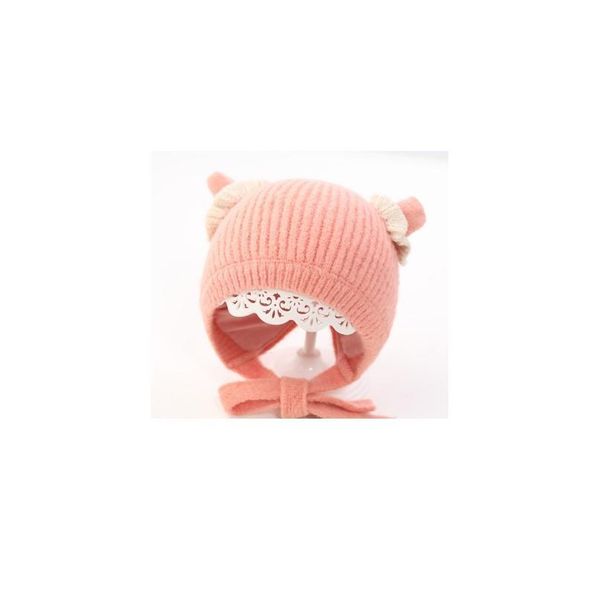 

winter children woolen cap light solid color court hat knitted hats baby kids wool cap lace band princess earmu qylgnt, Yellow