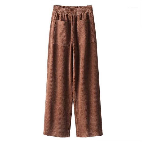 

lauri laki corduroy pants women plus size high waist straight wide leg trousers mujer autumn winter 2021 long trousers1, Black;white