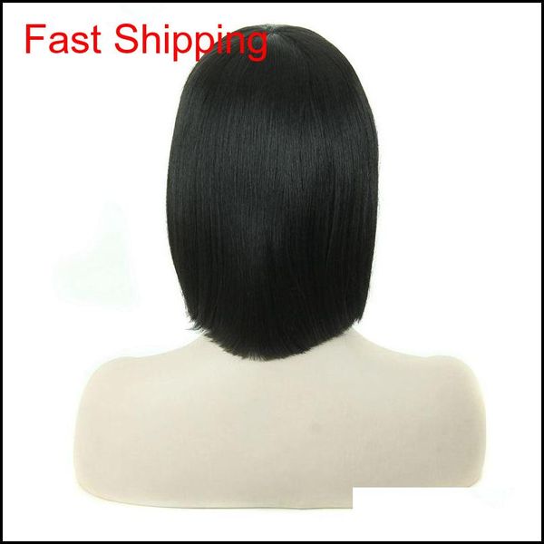

ombre synthetic hair wigs with full bang 12inch heat resistant black synthetic short bob qylmgm nana_shop