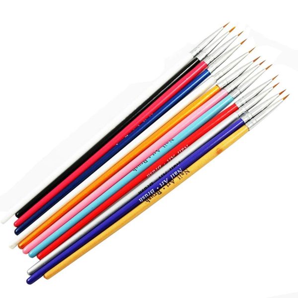 

nail brushes 12pcs colorful art design brush pen diy drawing painting lines grid stripe manicure tool, Yellow