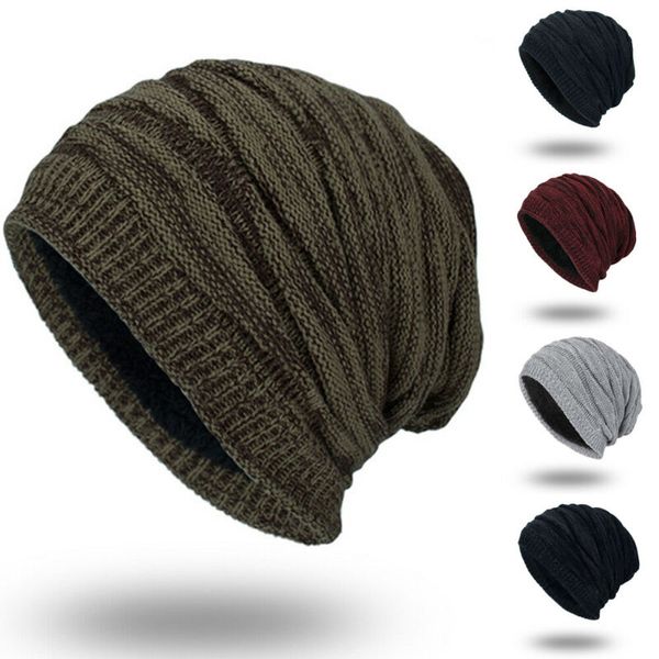 

men's womens knit baggy beanie oversize winter warm hat ski slouchy thick cap, Blue;gray