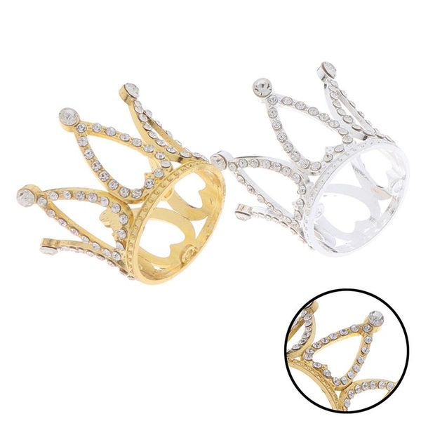 

1pc cake decorating tools mini crown princess er crystal pearl tiara children hair ornaments for wedding birthday party