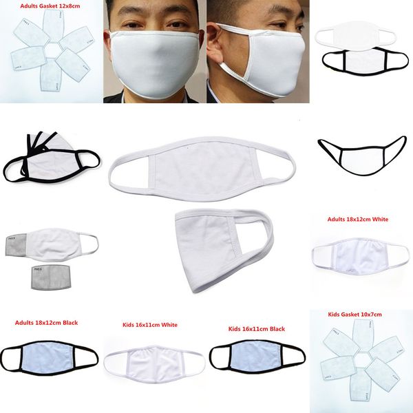 

in stock blanks sublimation face mask adults kids with filter pocket can put pm2.5 gasket dust prevention for diy transf oihm9