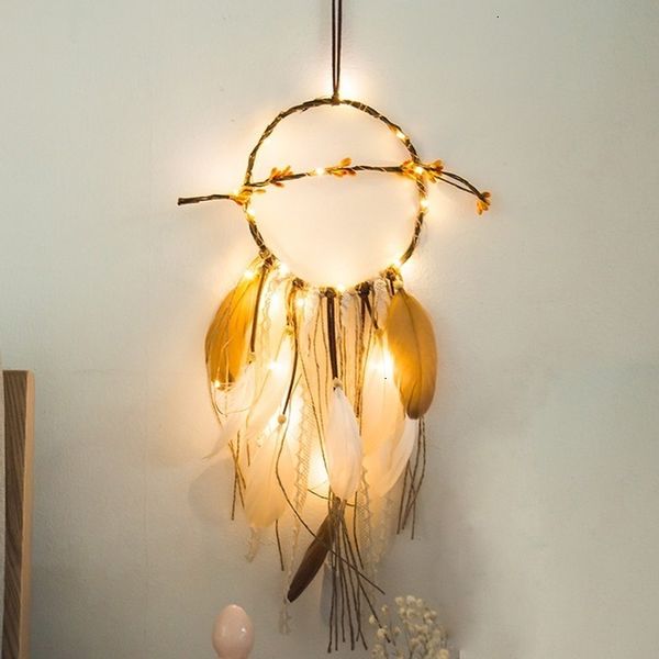 

led string lights creative handmade indian fancy dream catcher holiday home party decor gift feather wind chimes 2 n6c38