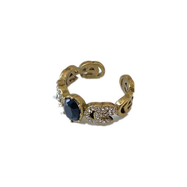 

new cold set zircon opening ring female antique old brass buckle exclusive design jewel, Silver