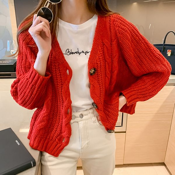 

large autumn clothes new lazy style 2020 long sleeve twist small fresh knitwear knitwear knitwearyyerx, White;black