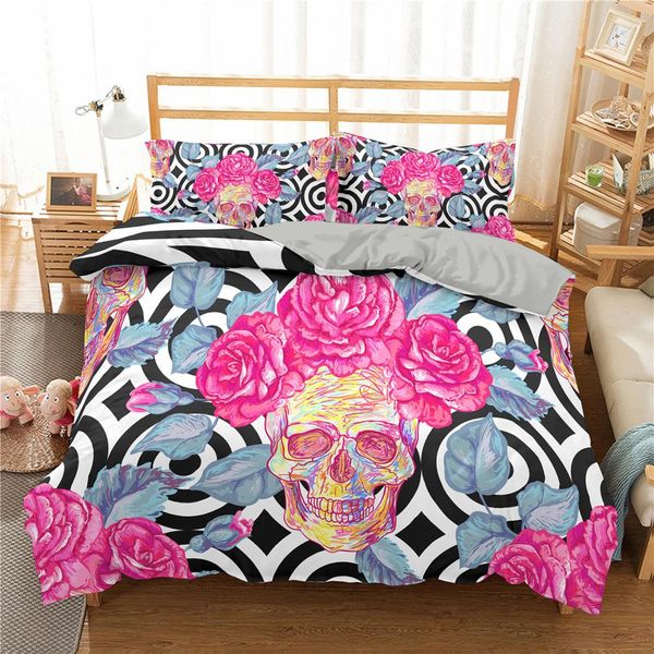 

zeimon 3d комплект постельных принадлежностей sugar skull printed постельного белья queen king size пододеяльник и наволочки для украшения д