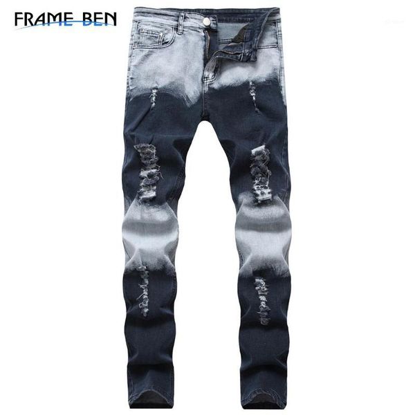 

ben male denim trousers pants 2019 fashion new men's casual slim patch jeans dropshipping men skinny jeans1, Blue