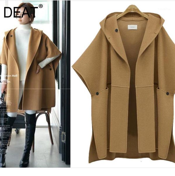 

women's jackets deat 2021 hooded casual big size half batwing sleeve cardigans clock type jacket female's fashion coat vestido as1, Black;brown
