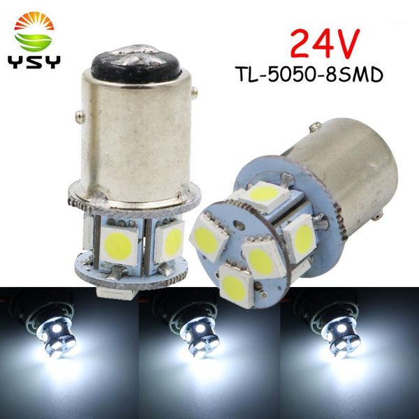 

emergency lights ysy 24v dc 8 smd 1156 ba15s p21w 1157 bay15d p21/5w led bulbs car brake light parking turn signal white leds 96 lm1