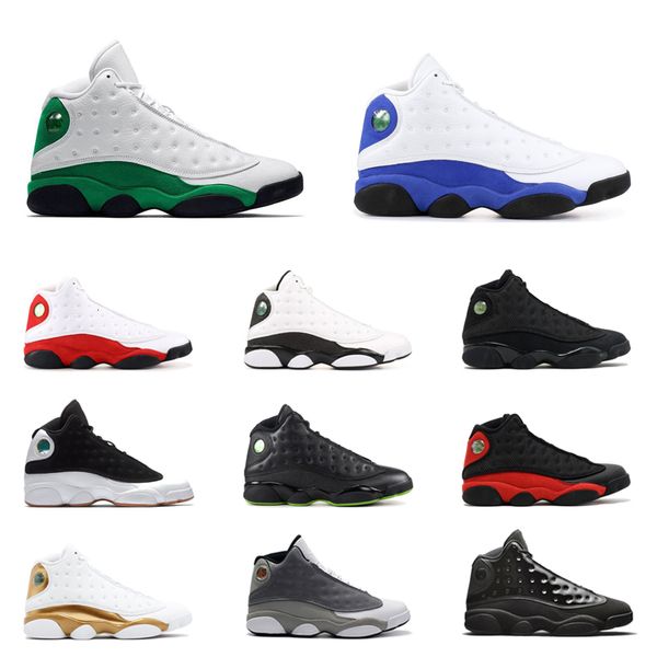 

13 13s jumpman men basketball shoes black cat cap and gown reverse he got game lucky green rivals mens trainers fashion sports sneakers, White;red