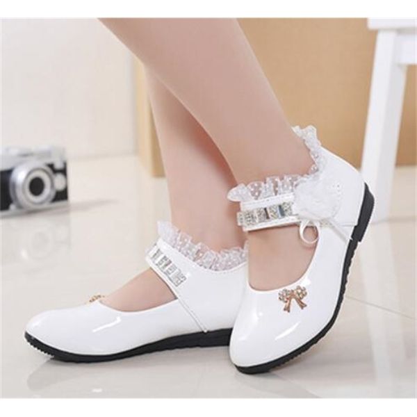 

girls leather for children wedding dress princess school shoes kids summer bow-knot black student sandals korean fashion c1008, Black;white