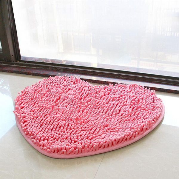 

heart shape bathroom mat chenille mats super soft anti-slip christmas carpet valentine gift bedroom home decor mats and rugs1
