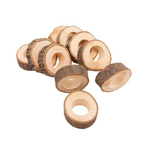 

new 10 pcs handcrafted rustic wooden napkin rings for table dinner decoration,family dinners, weddings, outdoor parties or every
