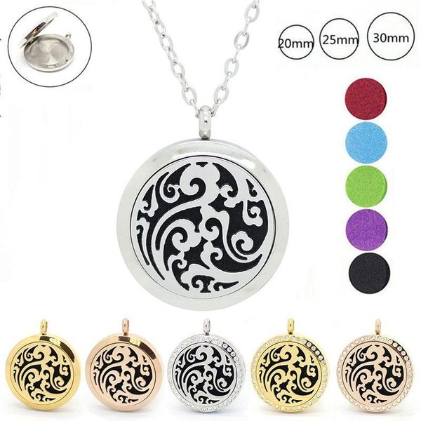 

wholesale- with chain as gift 316l stainless steel magnetic diffuser locket necklace perfume locket pendants necklace1, Black