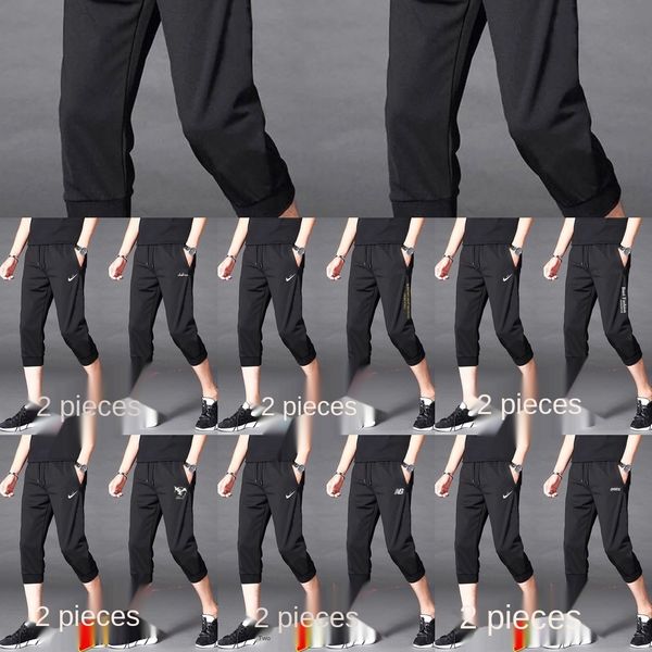 

shorts summer men's 2-pack men's thin sports mid high waist pants capris thin running breathable 7-point shorts and shortspants om, Blue