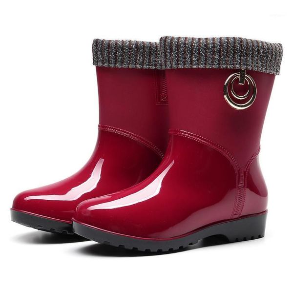 

sagace punk style ankle rain boots platform pu waterproof motorcycle ankle boots non-slip woman outdoor water shoes1, Black