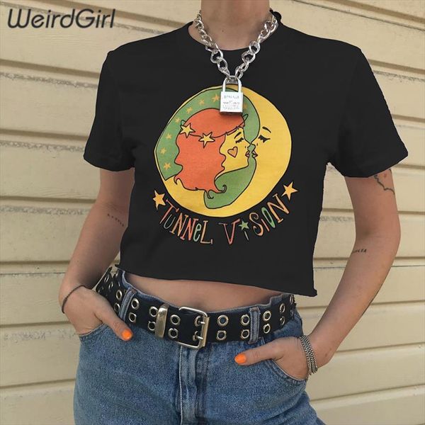 

women cartoon print t shirts fashion casual femme tees o neck short sleeve girl loose crop female summer new, White