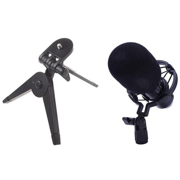 

1pcs folding tripod stand for camera dv camcorder black & 1pcs bm 800 karaoke capacitor microphone with mount