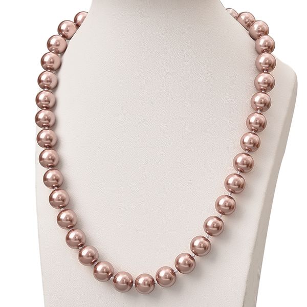 

chains lavender 10mm round pearls necklace making diy light purple synthetic chain 18inch female jewelry gifts h847, Silver