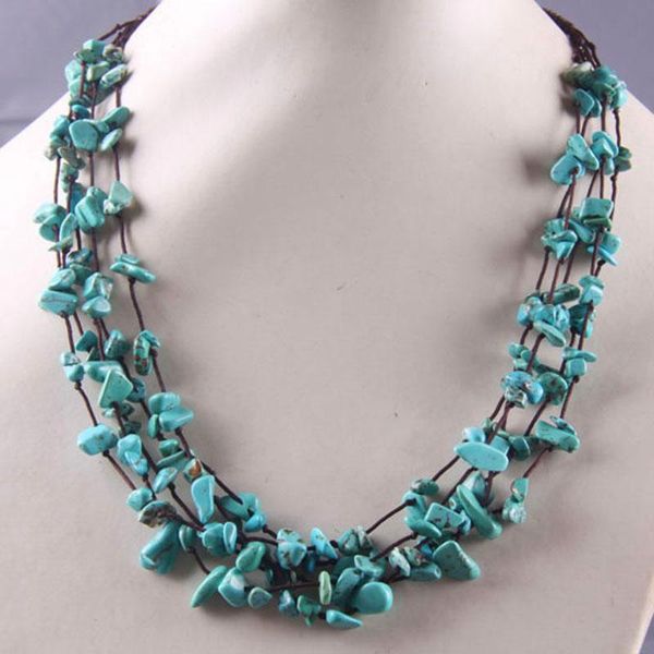 

green howlite chip beads necklace 19 inch jewelry for gift f032, Silver