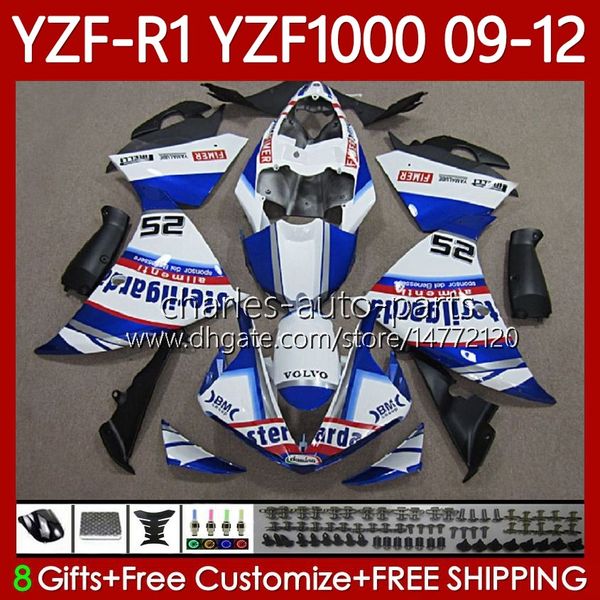 OEM carroçaria para yamaha yzf r1 1000 cc yzf1000 yzf-r1 branco azul blk 2009 2010 2012 moto bodys 92No.72 yzf-1000 yzf r 1 1000cc 2009-2012 yzfr1 09 10 11 12 kit de justo