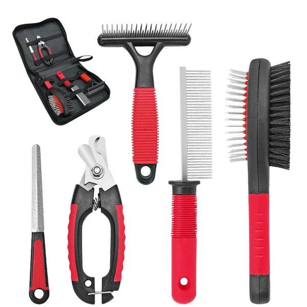 

dog grooming comb brush set cat nail clippers stainless steel comb pet hair grooming tool set for short long hair d sqcobd