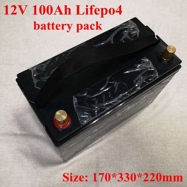 Batteria impermeabile 12V 100Ah 120Ah 130Ah 150Ah Lifepo4 BMS 4S per sistema solare 1200w camper barca RV + caricabatterie 10A