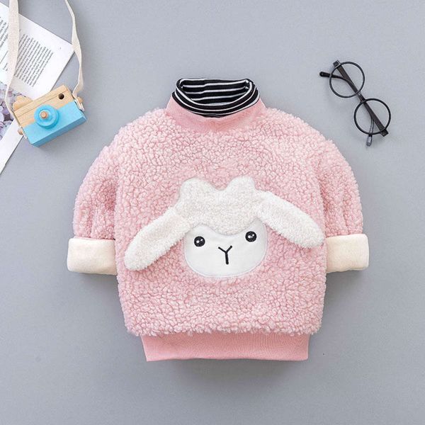 

new boys' girls' plush thickened sweater autumn and winter 0-6 years old children's undershirt age reducing top, Black