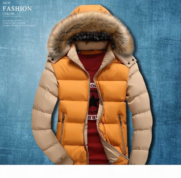 

men solid winter down coats hooded spring autumn warm thick warm down jackets designer clothes coats, Black