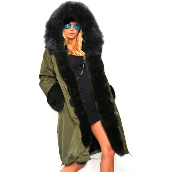 

women winter long coat female autumn warm hooded down jacket soft thick cotton fur parkas winter warm outwear coat1, Black