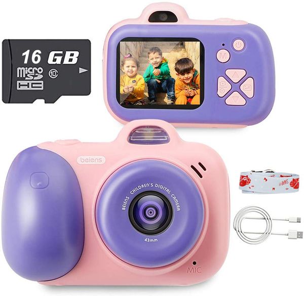 

beiens kids camera digital toy children 2400w pixel toddler toys camera 2inch ips screen educational toys 16g sd card 1020