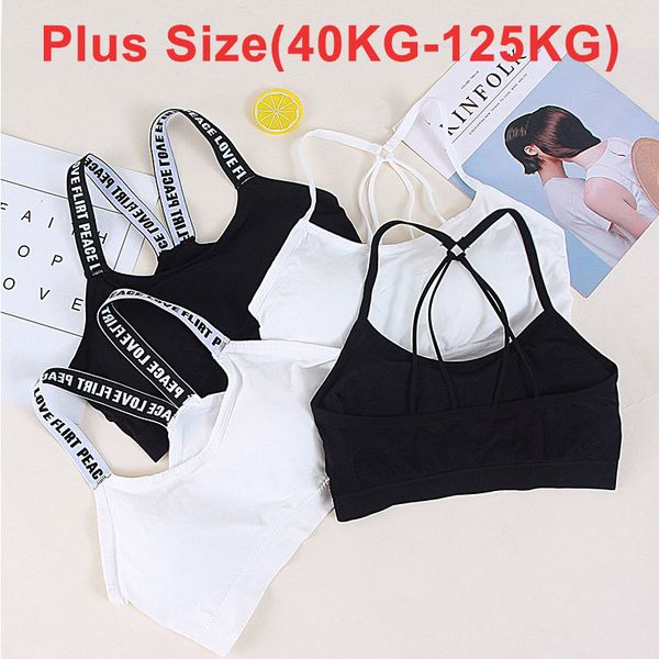 

2pcs plus size women sports bra yoga brassiere fitness sports tank female sport yoga bra plus size sport, White;black