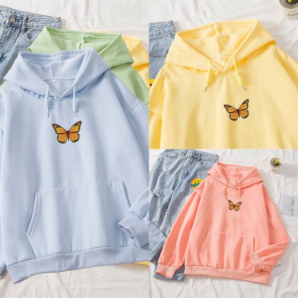 

pullovers vintage sweatshirt women fashion casual long sleeve spring winter hooded butterfly graphic sweatshirts hoodies ladies, Black;white