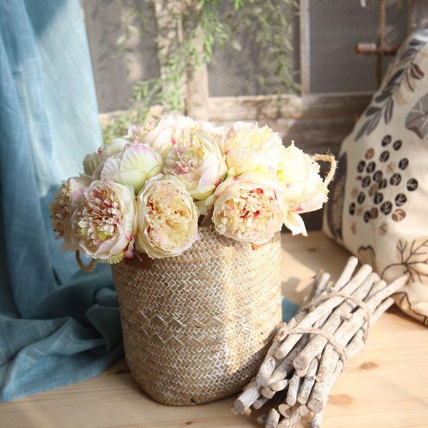 

artificial 5 head peony silk flower wedding party bridal bouquet home decor ing