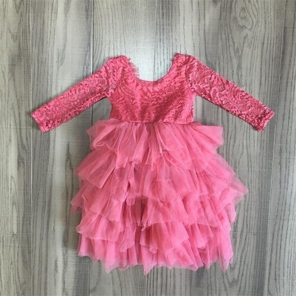 

new arrivals radiant dark pink gorgeous tulle dress tutu kids wear baby girls boutique children clothes long sleeve knee length y200325, White