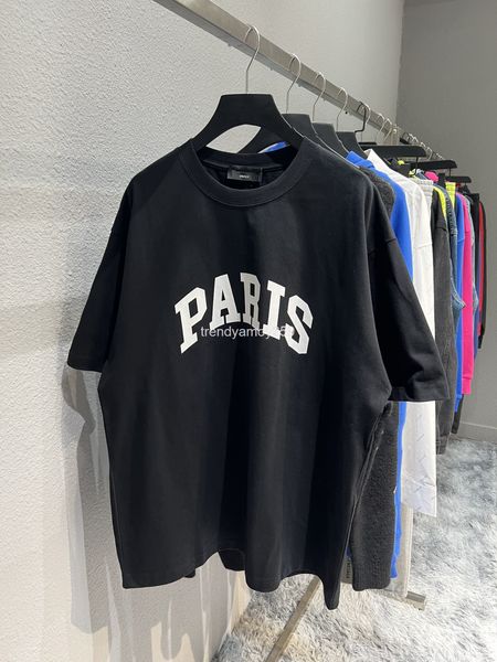 

women's t-shirt spring and summer high version b paris letter front printed pullover loose casual men's women's same t-shirt, White