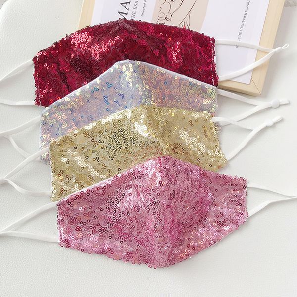 

2020 new bling sequins protective pm2.5 dustproof mouth cover washable face masks fashion bar dance earloop cotton cycling mask