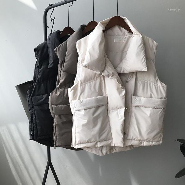 

women's 2021 autumn winter new style of oversized fashion pocket vest outer wear jacket warm chic coat vest female1, Black;white