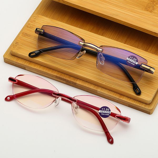 

men newframeless square reading for women's anti blue light computer eyeglasses far sight presbyopia reader glasses7
